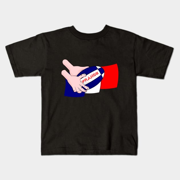 France Rugby Ball Flag Kids T-Shirt by mailboxdisco